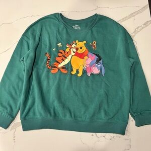 Disney Winnie the Pooh Graphic Pull Over Sweatshirt Teal Size XL